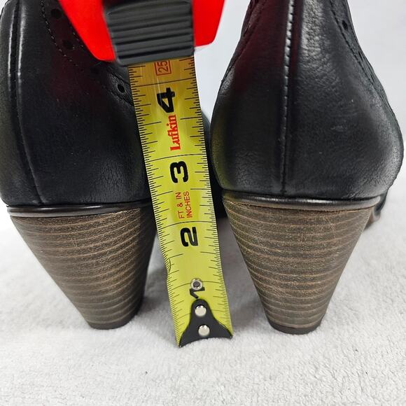 Paul Green Kelsey Black Nubuck Wingtip Lace-up Oxford Stacked Heel W 6.5 - Picture 8 of 11